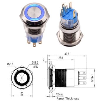 2no2nc metal push switch